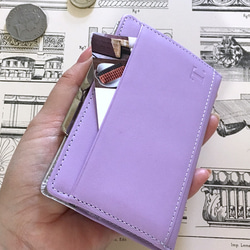 革の菫色チョコ・がま口カードケース兼財布　（銀の包み紙） 4枚目の画像