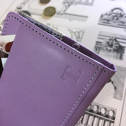 革の菫色チョコ・がま口カードケース兼財布　（銀の包み紙） 5枚目の画像