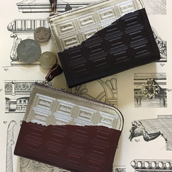 革のビターチョコ・ファスナーミニ財布（銀の包み紙 5枚目の画像