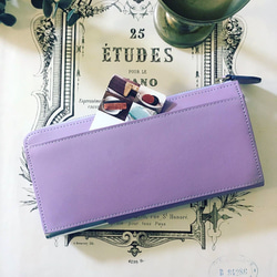 革の菫色チョコ長財布（銀の包み紙） 3枚目の画像