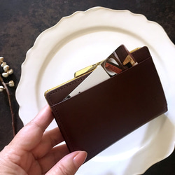 革のチョコ・がま口カードケース兼財布　スイート（金の包み紙） 4枚目の画像