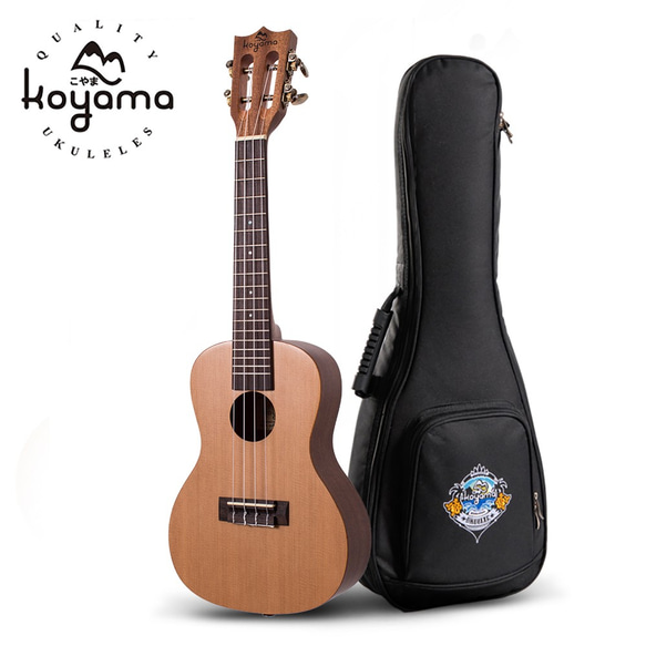 [小山] KYM-250CDR-C 23インチUkuleliレッドパインベニアソリッドシダーコンサートウクレレ 1枚目の画像