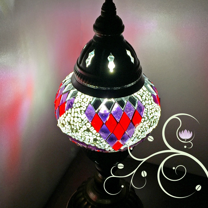 トルコモザイクランプ スタンドＳ 0025（オリジナルデザインガラステーブルランプ）