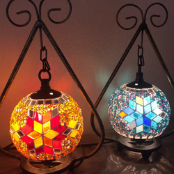 トルコモザイクランプ くるりんブルー（オリジナルデザインガラス