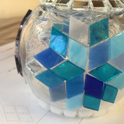 トルコモザイクランプ    くるりんブルー（オリジナルデザインガラスランプ） 2枚目の画像