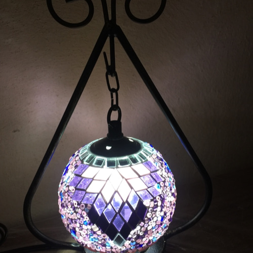 トルコモザイクランプ くるりんS パープルピンク（オリジナルデザイン