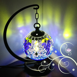 トルコモザイクランプ 【藤の花】S00020（オリジナルデザインガラス