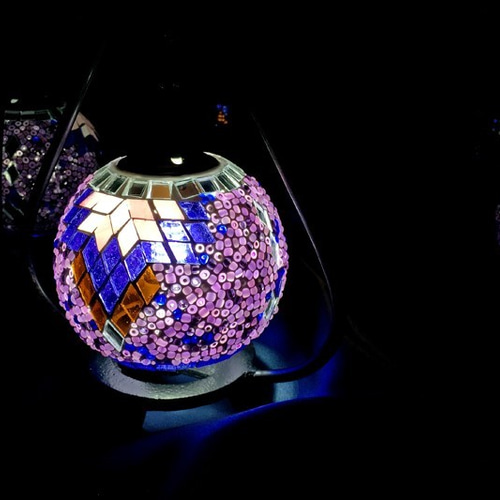 トルコモザイクランプ 【あやめ】S 00021（オリジナルデザインガラス