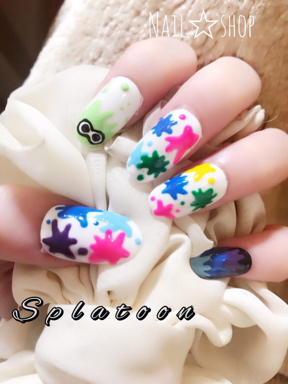 Splatoon スプラトゥーン風 ジェルネイル ネイルチップ（つけ爪） Nail