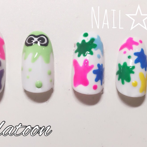Splatoon スプラトゥーン風 ジェルネイル ネイルチップ（つけ爪） Nail