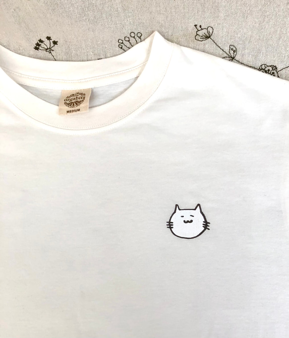 smileにゃんこ★オーガニックコットンTシャツ(ナチュラルホワイト) 4枚目の画像