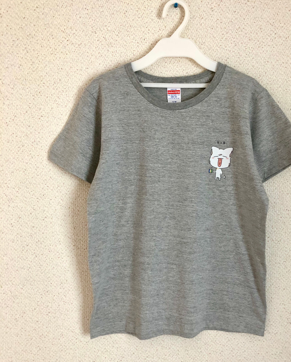 ちょっとほんわか(*´꒳`*)ねこ舌Tシャツ 『グレー』送料無料 1枚目の画像