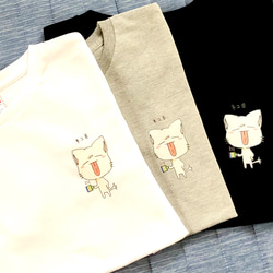 ちょっとほんわか(*´꒳`*)ねこ舌Tシャツ 『グレー』送料無料 3枚目の画像