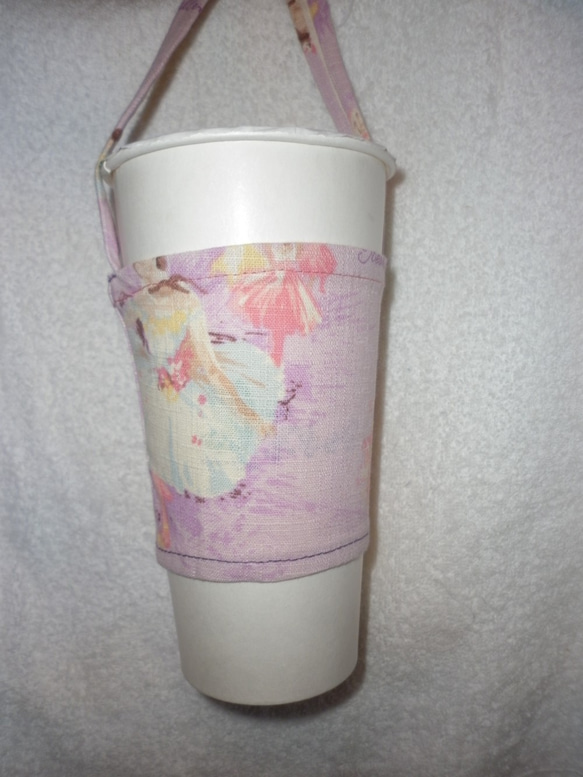 【羊咩咩的百寶箱】芭蕾女郎環保手作飲料袋 夏天手搖杯 冬天暖暖熱咖啡 單件$150 第2張的照片