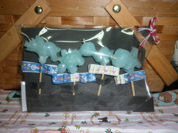 [ミス・ジョークラフト香りのキャンドル]ベビーブルー赤ちゃん恐竜の誕生日パーティーマカロンカラーハッピーバースデー 9枚目の画像