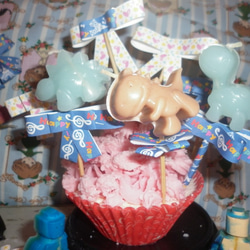 [ミス・ジョークラフト香りのキャンドル]ベビーブルー赤ちゃん恐竜の誕生日パーティーマカロンカラーハッピーバースデー 8枚目の画像