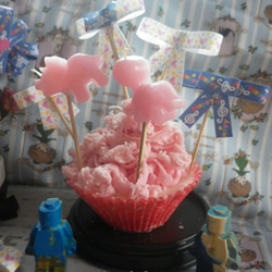 [ミス・ジョークラフト香りのキャンドル]ベビーピンクの赤ちゃん恐竜の誕生日パーティーマカロンカラーハッピーバースデー 4枚目の画像