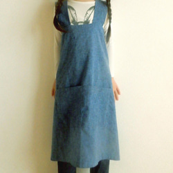 ベルギーリネン　シンプルな子供のエプロン１２０〜１４０㎝　 1枚目の画像