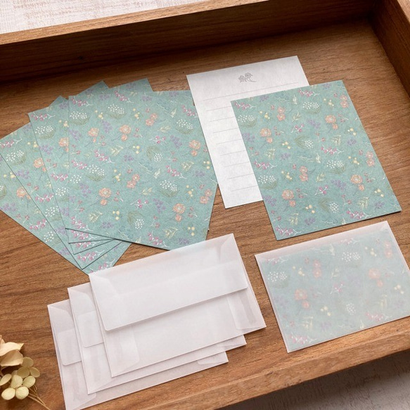 和紙のMiniレターセット【アンティークの花】 6枚目の画像