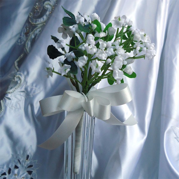 カスミソウのナチュラルウェディングブーケ　前撮り・リゾート婚・トスブーケにも！ブーケスタンド付き