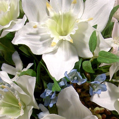 ユーチャリスとブルースターのオーバルブーケ ブーケ FLORALSHOP
