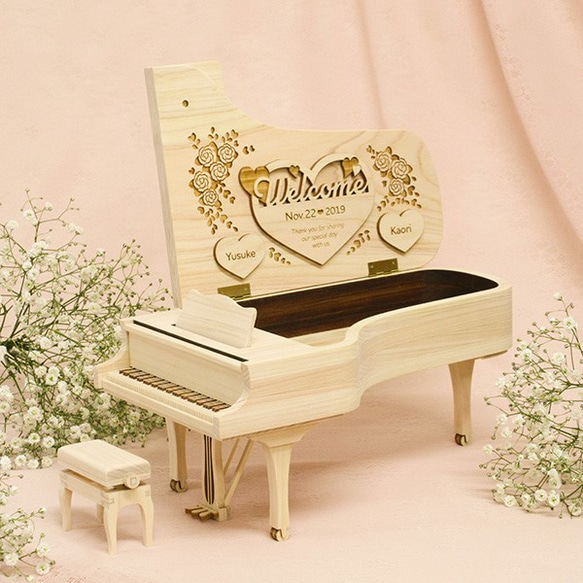 ひのきのアニバーサリーピアノ　～ウェルカム～　♡ピアノコースター（名入れ）2枚付 1枚目の画像