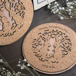 南天うさぎ　コースター【オリジナル刻印可】 2枚目の画像