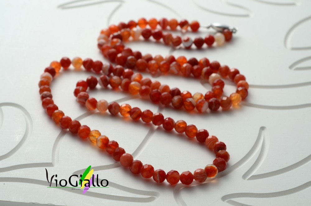 【再出品】ミックスカーネリアン(サードニクス)のロングネックレス