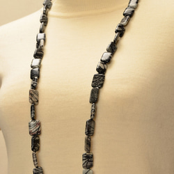 cn121  ゼブラジャスパー(レクタングル)の３WAYネックレスとブレスレット 10枚目の画像