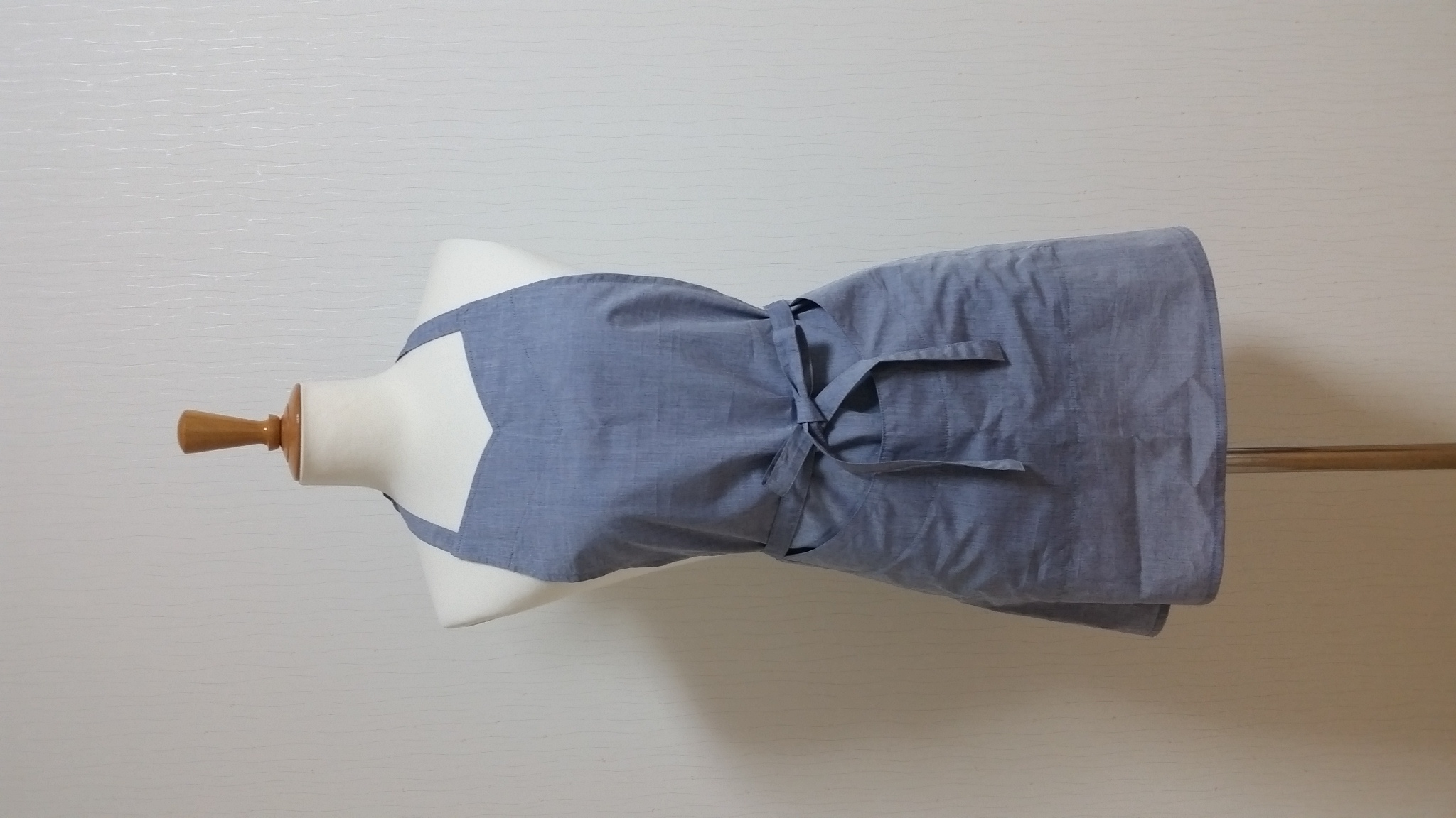 〈受注製作〉小柄な大人のフレアーエプロン＆バブーシュカ(三角巾)　ダンガリー