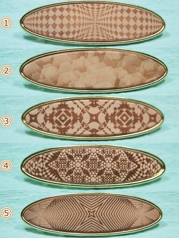 バレッタ　幾何学模様　楕円 2枚目の画像