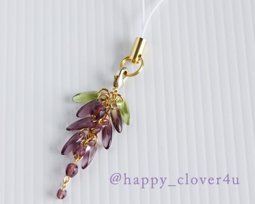 藤の花ストラップ(ふじむらさき)・アメジストカラー/st03 携帯