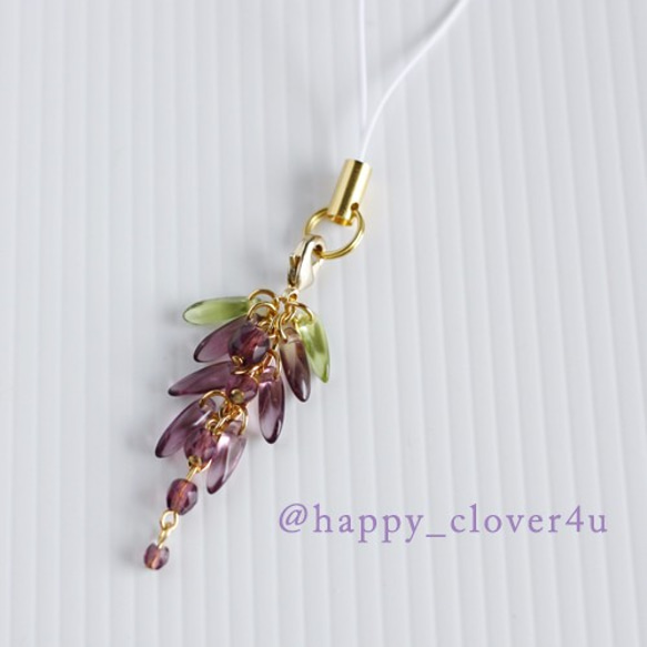 藤の花ストラップ(ふじむらさき)・アメジストカラー/st03 携帯