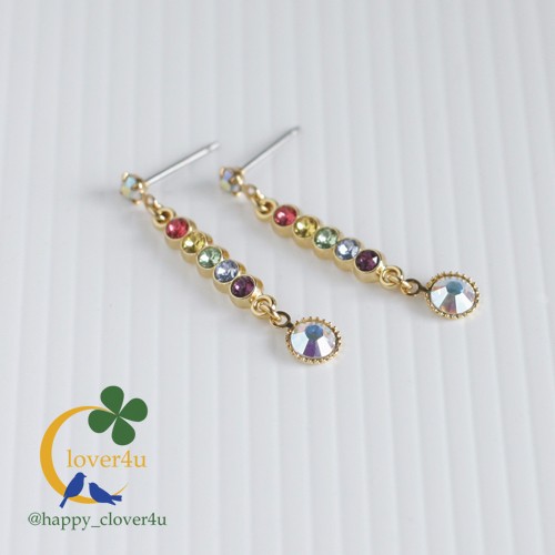 虹の結晶　ビビッド六方水晶系　シングルピアス 虹の結晶 ビビッド六方水晶系 シングルピアス