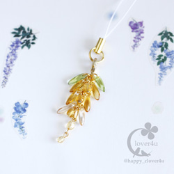 藤の花ストラップ(きんぐさり)・トパーズカラー/st06 携帯ストラップ