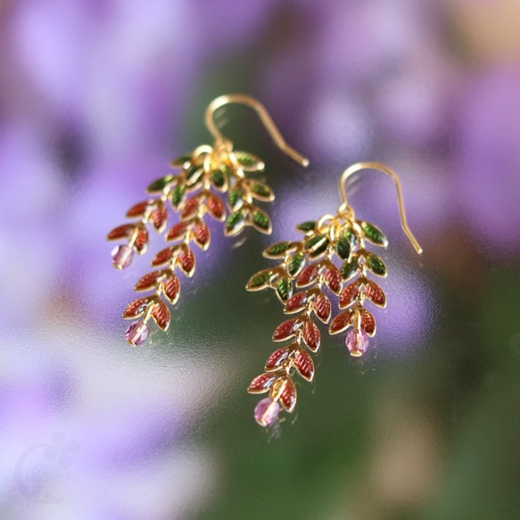 藤の花・ふじなみピアス(紫)・アメジストカラー/p720 3枚目の画像