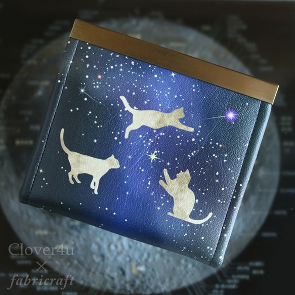 【Clover4u×fabricraft】コンパクト財布「月猫」/cp08 2枚目の画像