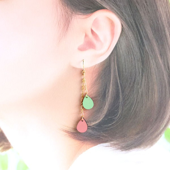 【Color Piece】ドロップピアス「桃の花」/p1182 5枚目の画像