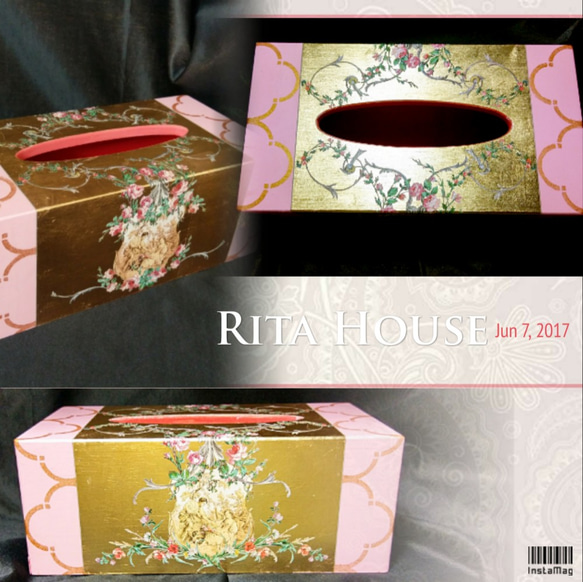 蝶古巴特貴族金箔面紙盒(原木) 第3張的照片