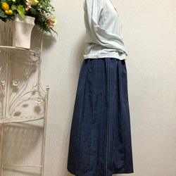 着物リメイク  紬のスカート(縞模様) 2枚目の画像