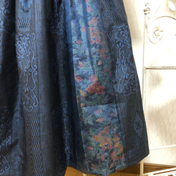 着物リメイク　大島紬のティアードスカート　藍 6枚目の画像