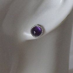 二月生日石天然紫水晶雕刻耳釘穿孔 第3張的照片