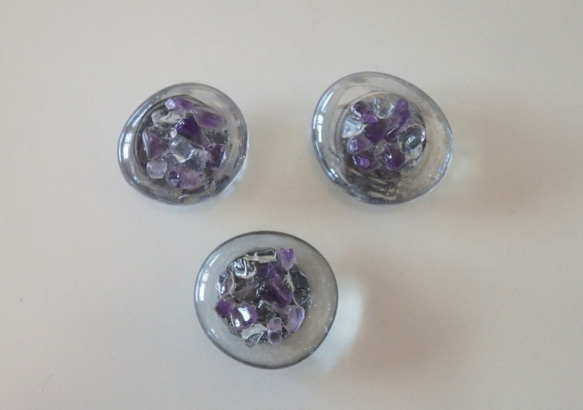 「M様　専用ページ」紫水晶と水晶のグラスマグネット　3個セット　　送料無料 2枚目の画像