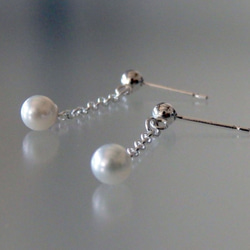 淡水真珠のドロップスタッドピアス   　ーノンホールピアス可能ー 1枚目の画像