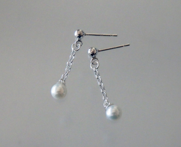 淡水真珠のドロップスタッドピアス   　ーノンホールピアス可能ー 2枚目の画像