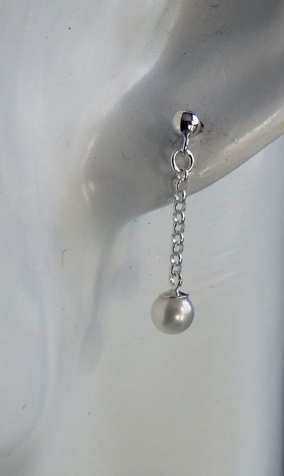 淡水真珠のドロップスタッドピアス   　ーノンホールピアス可能ー 3枚目の画像