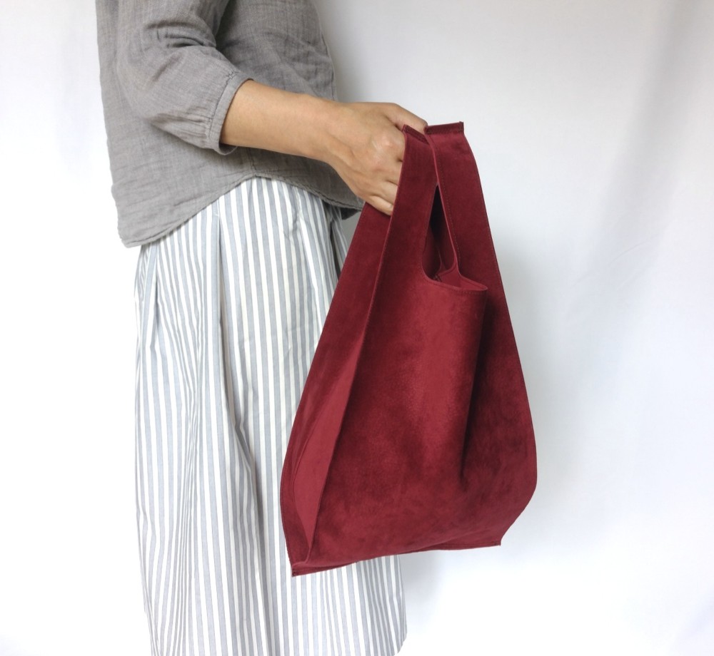 ちょっと贅沢な毎日のエコバッグ ピッグスエード (L) ワイン