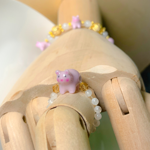 受注製作 ブタさんアクセセット 美豚 (ビトン) ブレスレット