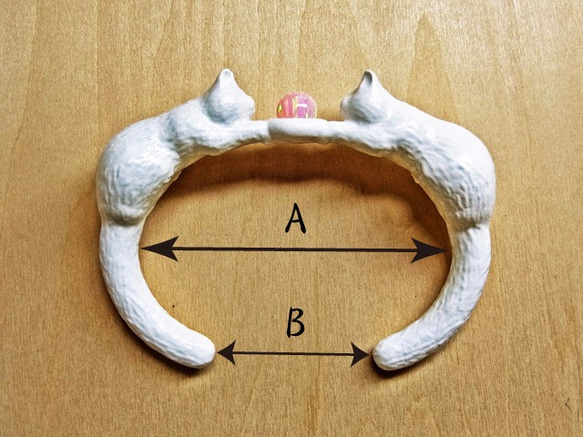 貓手鐲“Nyanguru 手鐲雙”白貓，京都蛋白石定做 第5張的照片