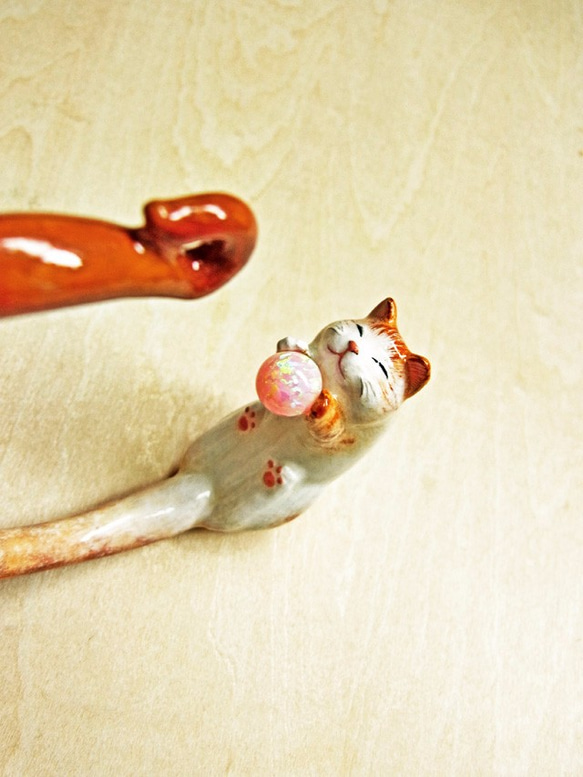 貓手鐲“Nyangur手鐲”手繪京都蛋白石 第4張的照片